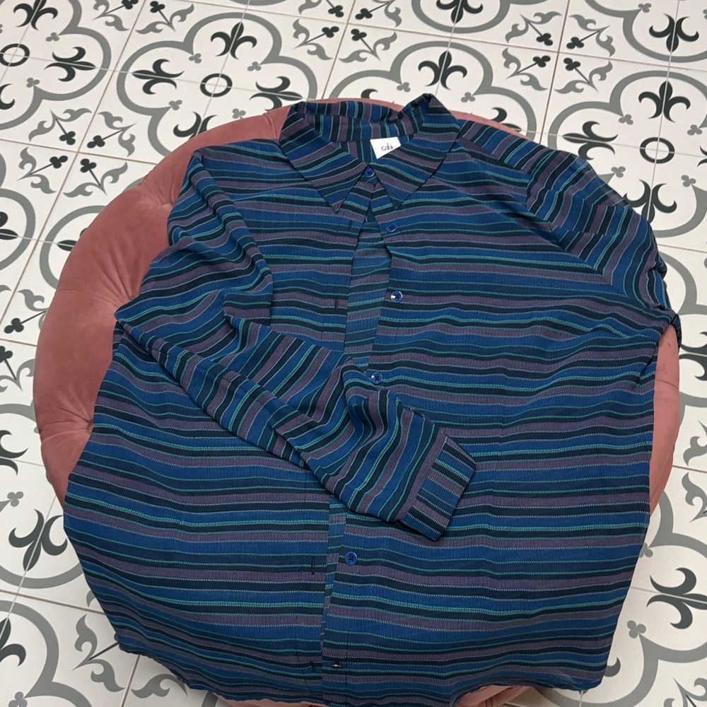 CAbi Blue Striped Women's Blouse